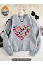 Hearts Printed Women's Crew Neck Sweatshirt