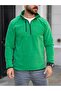 Men's Green Regular Fit Fleece with Mock Neck Zipper Pockets - 6