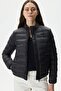 Quilted Synthetic Fill Jacket Mock Neck Black Women's Coat