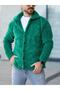 Unisex Green Plush Shirt Collar Buttoned Double Pocket Regular Fit Wersoft Fleece Fabric