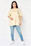 Women Crew Neck Short Sleeve Graphic Print T-Shirt, Beige - 3