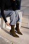 Savella Women's Khaki Suede Stretch Archer Boots - 4