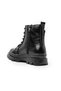 Girl's Cold Weather and Water Resistant Furry Inside Wrinkled Patent Leather Round Toe Black Boots - 6