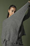 Striped scarf detail knit sweater - 2