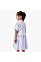 Printed A-line Dress with Raglan Sleeves - 3