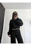 Women's Corded Fabric Knit Set with Ribbed Pants and Cropped Sweater, Two-Piece Set - 4