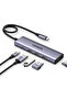 محول طاقة USB-C إلى HDMI + 3 منافذ USB 3.0 A + PD، طول 15 سم، لون رمادي