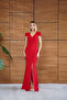 Women's V-Neck Slit Long Evening Dress - 2