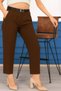 Hayal 242-12-25 Women's High Waist Classic Fabric Trousers – Straight Leg, Belt Detail