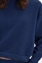 Women's Regular Fit Cotton 3 Thread Soft Textured Fleece Inside Crew Neck Navy Blue Tracksuit Set - 3