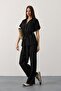 Women's Black Belted Pocket Detailed Trouser Suit Vs00593 - 2
