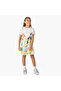 Princess Print A-line Dress with Short Sleeves - 2
