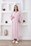 Long Sleeve Maternity Pajamas Dress Set Buttoned Lace Breastfeeding Nightgown - 4