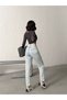 Ice Cream Front Asymmetric Belt Detail Mom Jeans - 7