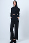 Black Hooded Openwork Knitwear Sweatshirt and Elastic Waist Palazzo Pants Vs01318 - 4