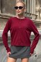 Burgundy Crew Neck Buttoned Knitwear Cardigan Vs01640 - 4