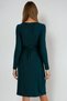 Emerald Green Round Neck Quarter Sleeve Gathered Waist Pleated Dress Vs00941 - 6