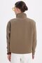 Women's Relax Fit Comfortable Cut Cotton Fleece Lined Half Zipper Khaki Stand Collar Sweatshirt - 8