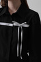 Women's Black Contrast Bow Front Shirt Vs00518 - 5