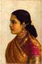 ALAYRA - Portrait of a Young Woman in Russet and Crimson Sari - Raja Ravi Varma - Small Poster(Paper,, MultiColour)43.2X30.5 CM