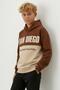Boy's Hooded Piece Sweatshirt with Print Detail – Brown/Stone