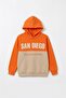 Boy's Hooded Piece Sweatshirt with Print Detail - Orange/Stone - 2