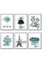 ALAYRA Glam Teal Wall Art Prints Set of 6 Canvas Pictures Artwork Perfume Woman Vintage Wall Art Decor Fashion Art Poster Set for Living Room Decor (8"x10" UNFRAMED)20X25 CM