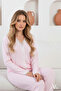 Women's Pajama Set Lace Detailed Buttoned Long Sleeve Pink Color Report Interlock - 2