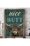 ALAYRA Highland Cow Canvas Wall Art Cute Black Highland Cow Vertical Poster Picture Nice Butt Cow Funny Vintage Retro Art Painting on Canvas for Bathroom Home Wall Decor No Frame71.1X50.8 CM