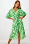 Green Deep V-Neck Slit Detailed Midi Dress Vs00156 - 2