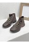 25Kb-4465 Genuine Leather Boots with Rubber Detail on the Front for Women