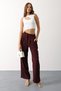 Burgundy Double Pleated Palazzo Trousers Vs00650 - 3