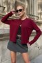 Burgundy Crew Neck Buttoned Knitwear Cardigan Vs01640