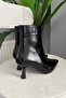 Women's Fairy Black 7cm Heeled Pointed Toe Zippered Boots - 2
