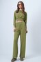 Oil Green Hooded Openwork Knitwear Sweatshirt and Elastic Waist Palazzo Trousers Vs01318 - 3