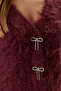 Women's Stone Buttoned V-Neck Feathered Knit Cardigan - Burgundy - 4