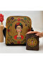 Frida Figured Large Postman Shoulder Bag Ethnic Bohemian Style Bag Brown Wallet Brown Combination - 2