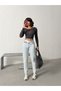 Ice Cream Front Asymmetric Belt Detail Mom Jeans - 6