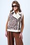 Women's Leopard Fur Lined Double Breasted Collar Leopard Vest Vs01193 - 4