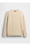 Erkek Bej Relaxed Cable-Knit Kazak - 2