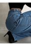 Blue Side Belt Baggy Pants with Epaulette Buckle - 3