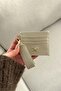 Solid Color Bow Detailed Shiny Faux Leather Card Holder