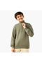 Solid High Neck Sweatshirt with Zip Closure