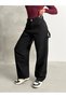 Black Side Belt Baggy Pants with Epaulette Buckle - 7