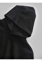 Sweatshirt Hooded 3 Thread Loose Fit Soft Stretchy Unisex Matte Black - 2
