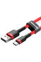 Кабел Cafule USB-C 3A 1m (Червен) - 2