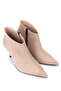 Women's Genuine Leather Beige Heeled Boots - 2