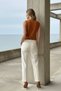 Women's Orange-Brown Diamond Patterned Sleeveless Stylish Soft Knitwear Blouse - Women's Sweater Combination Blouse - 8