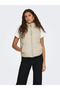 Women's Inflatable Mock Neck Beige Vest - 15234210