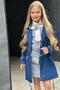 Girls' Plaid Dress with Ruffle Collar and Pearl Detail New Button and Belt Detail Navy Blue Trench Coat - 2